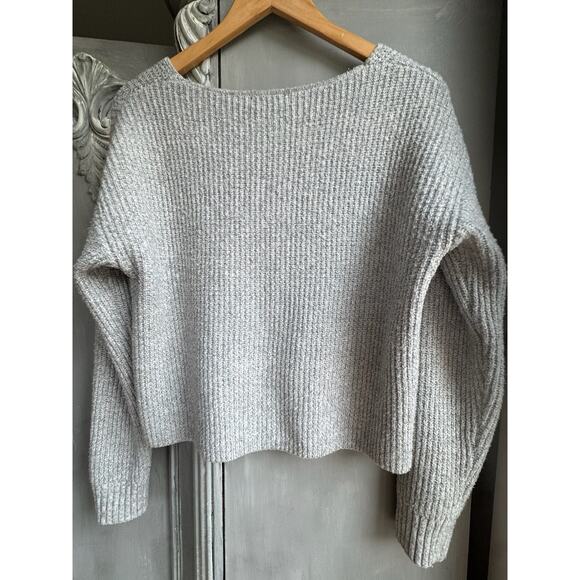 Cabincore Sweater Sz XS Gray V-neck Ribbed Comfy Cozy Winter Top - Picture 5 of 11